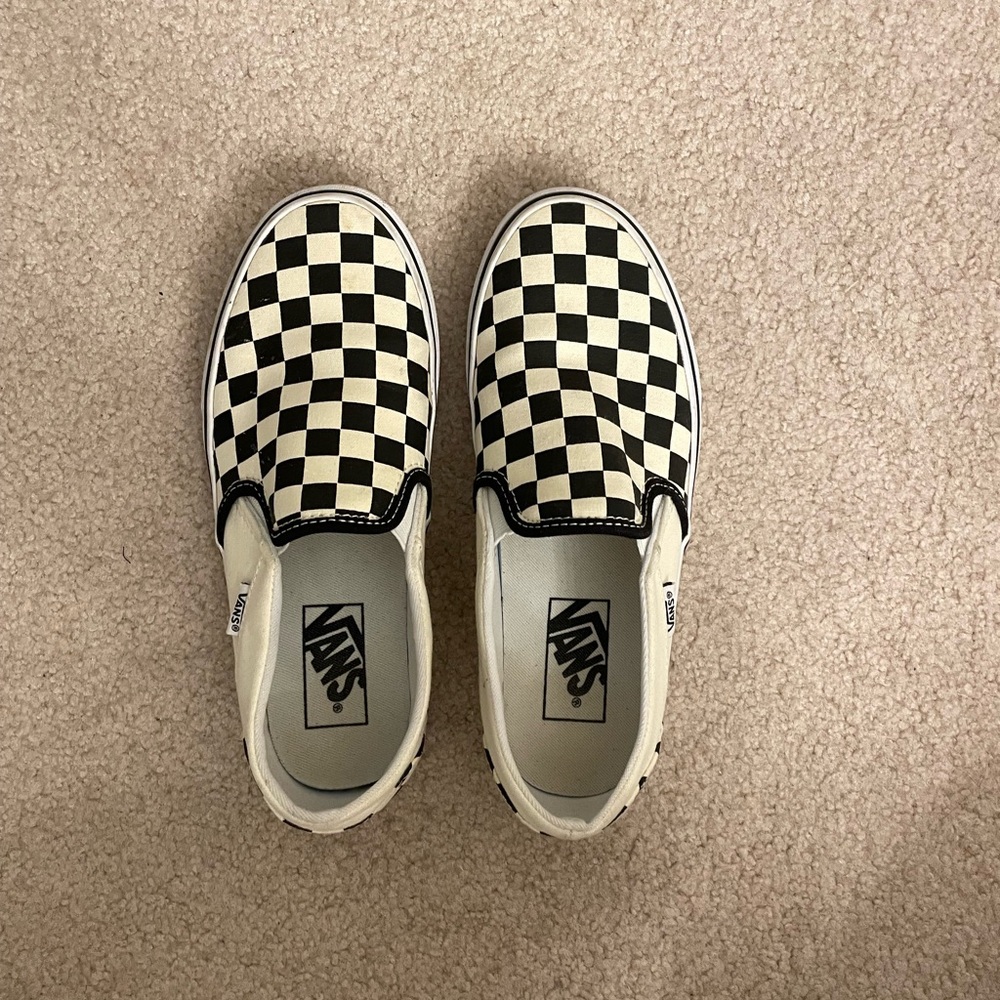 Vans Black and White Checkerboard Slip-Ons